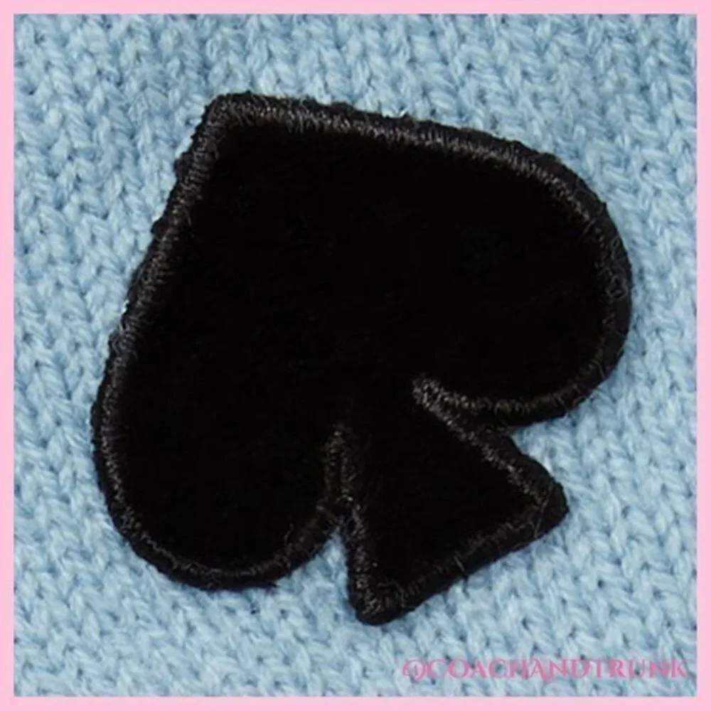KATE SPADE Light Blue Tech Finger Gloves & Beanie Black Flocked Spade Set